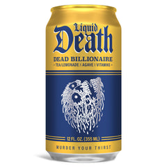Liquid Death iced tea in glass with lemon slices for a refreshing taste