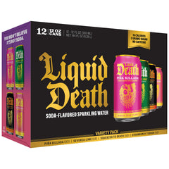 Liquid Death Lime can close-up, crisp flavor with 2g sugar and no caffeine.