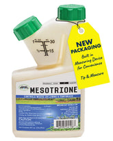 Liquid Harvest Mesotrione 8oz bottle for lawn weed control.