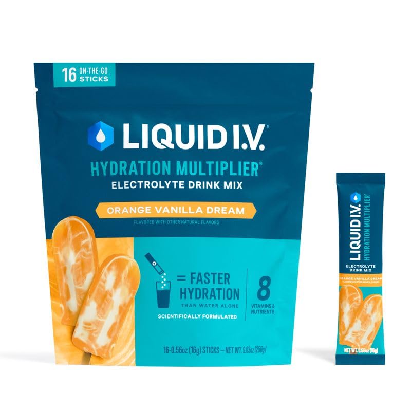 Liquid I.V. Hydration Multiplier Orange Vanilla Dream pack ready to mix for fast hydration
