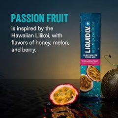 Liquid I.V. Passion Fruit single-serve packet dissolving for on-the-go hydration
