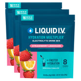 Liquid I.V. Hydration Multiplier Strawberry Lemonade packet dissolving in water for fast hydration