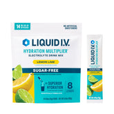 Liquid I.V. Hydration Multiplier Sugar-Free Lemon Lime packet for convenient on-the-go hydration.