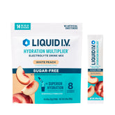Liquid I.V. Hydration Multiplier Sugar-Free White Peach bottle front showing sleek design and flavor