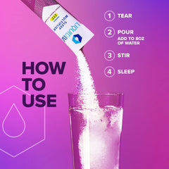 Glass of Liquid I.V. Lavender Blueberry Sleep Drink after a long day