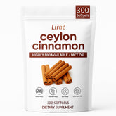 LIRAE Ceylon Cinnamon softgels with MCT oil bottle for easy daily wellness