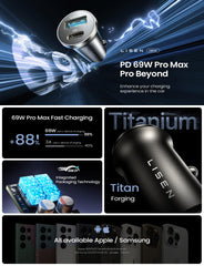 LISEN PD 36W and PPS 33W ports support rapid charging for iPhone and Samsung devices.