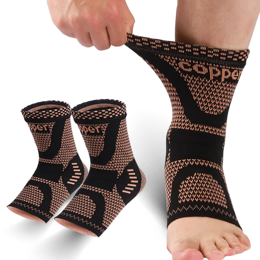 LISEPWU copper ankle brace front view showing lightweight comfort and targeted support