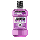 Listerine Total Care Intense Mint bottle front displaying six benefits in one rinse