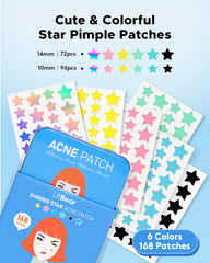 LitBear acne patch on face showing star style blending with makeup.