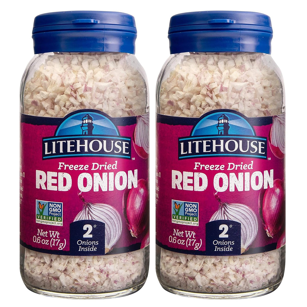 Litehouse Freeze Dried Red Onion 2-pack packaging, pantry-ready option for quick flavor.