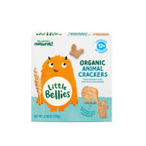 Little Bellies Organic Animal Crackers packaging on display for toddlers