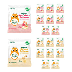 Little Bellies Softcorn Apple Berry snack close-up promotes self feeding