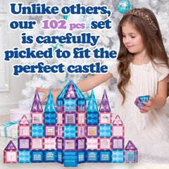 Little Pi diamond magnetic tiles with windows and doors enable creative castle building