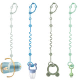 LittleHugs toy straps attached to a stroller keep toys within reach and reduce drops.