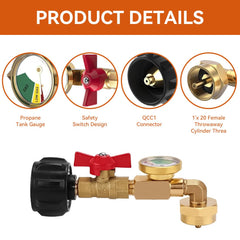 Liucocotos solid brass propane adapter highlighting durable construction