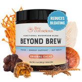 Live Conscious Beyond Brew cacao cinnamon ginger flavor, steady focus and taste.