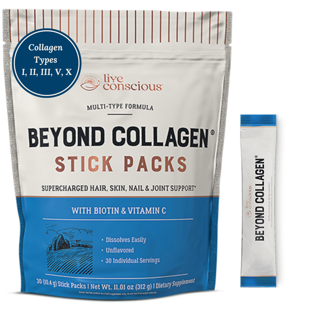 Live Conscious Beyond Collagen packets unflavored for versatile daily beauty support