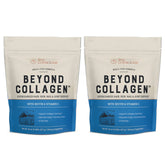 Live Conscious Beyond Collagen tub label highlighting premium ingredients for skin, hair and nails support.