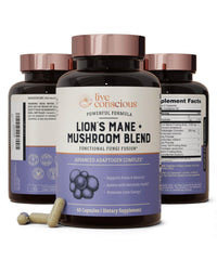 Live Conscious Lion’s Mane bottle front view for brain support and daily focus.