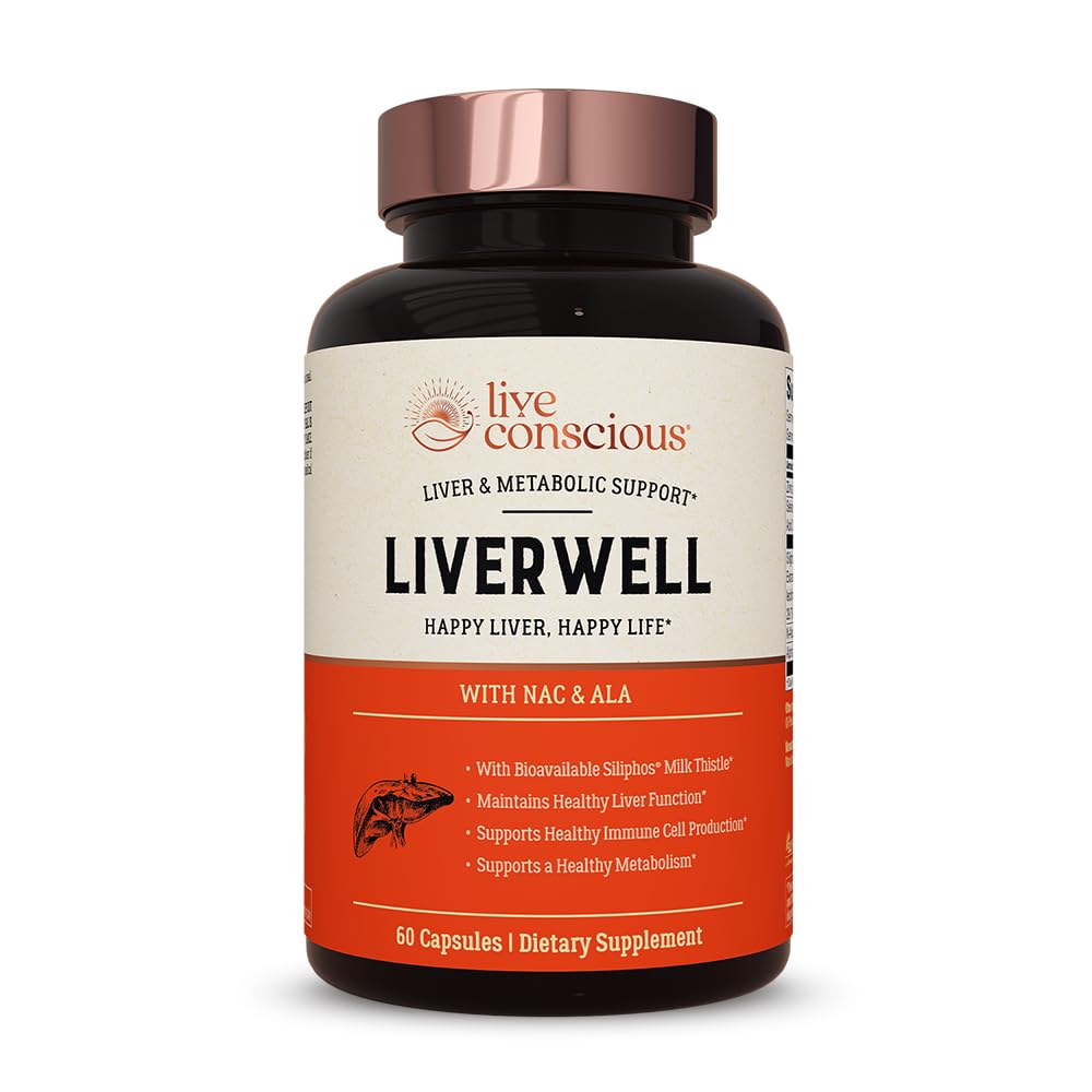 Live Conscious LiverWell bottle front, premium liver support.
