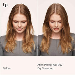 Application on hair with Living Proof Dry Shampoo Vanilla Scent revives roots and texture.
