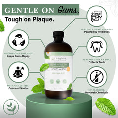 Living Well with Dr. Michelle mouthwash being poured shows soothing mint flavor