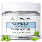 Living Well with Dr. Michelle tooth powder cool mint jar for daily remineralization and light whitening