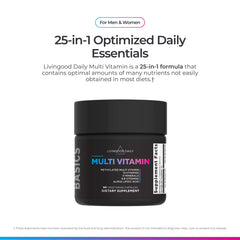 Livingood Daily methylated multivitamin capsules closeup with easy two-capsule dosage.