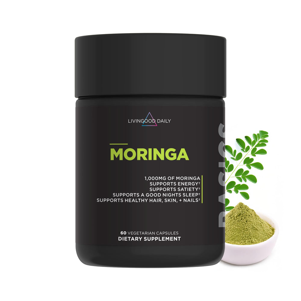 Livingood Daily Moringa capsules bottle front view for daily wellness support