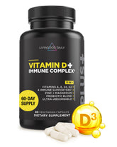 Livingood Daily vitamin D3 K2 bottle with 60 capsules for daily wellness.