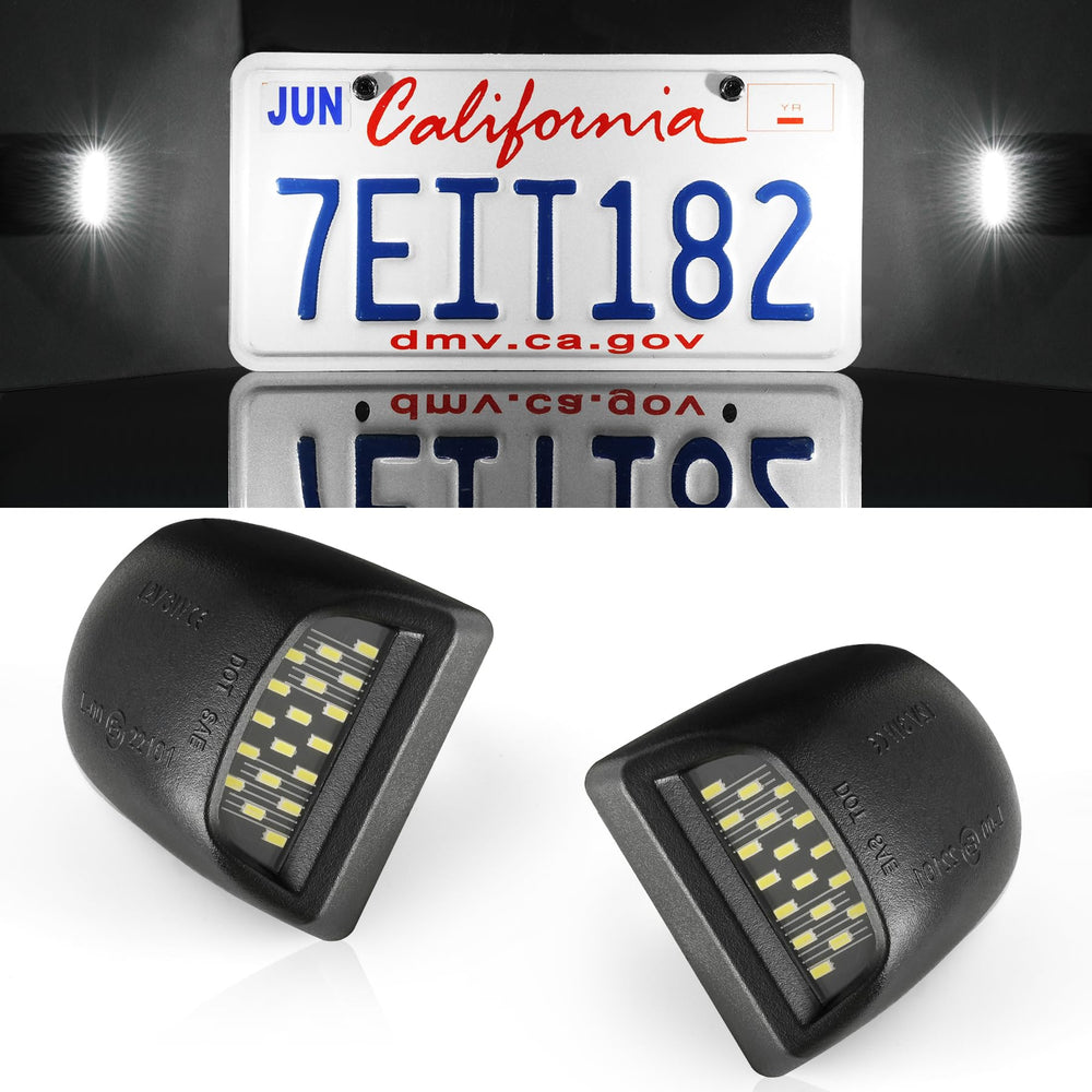 LivTee license plate light assembly enhances nighttime visibility for Chevy, GMC, and Cadillac.