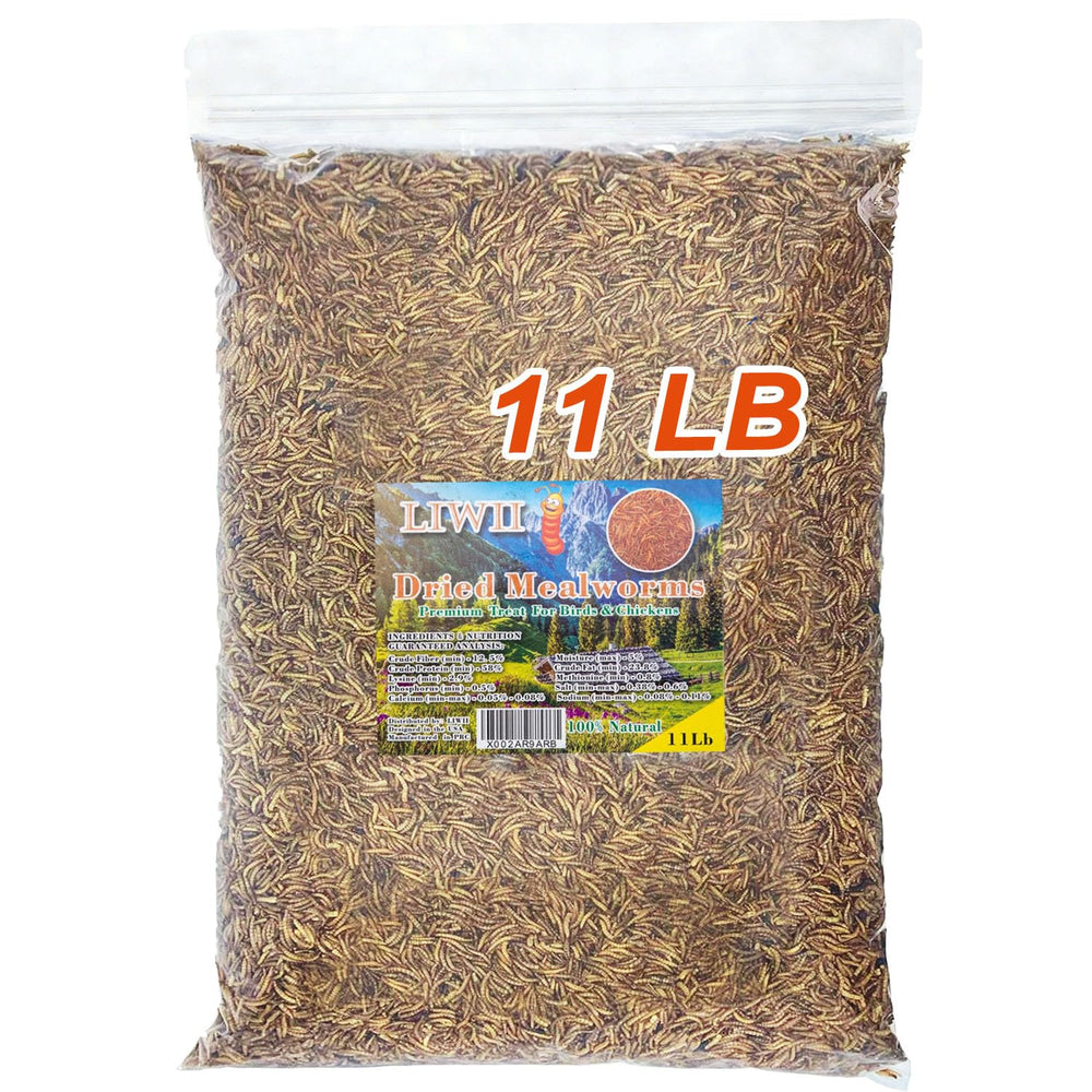 LIWII dried mealworms bulk pack for wild birds—protein-rich snack.