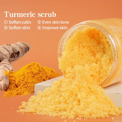 LIYALAN turmeric scrub applied on skin during circular massage for smoothing.