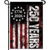 LJSCQF 250th Anniversary flag, front view, bold 1776–2026 design for outdoor display.