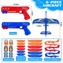 LJZJ LED foam glider in flight with colorful lights for night play.