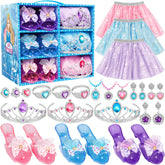 LJZJ princess dress-up kit with colorful skirts and shoes for imaginative play.
