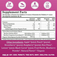 Vegan and allergen-free badge on packaging for Llama Naturals gummies