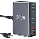 LMSEP 500W USB-C charger station front view powering multiple devices efficiently
