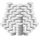 L'ner Tea Lights set of 100 unscented for elegant table decor ambiance.