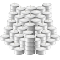 L'ner Tea Lights set of 100 unscented for elegant table decor ambiance.