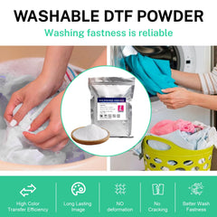 LNKCOS DTF powder packaging highlights universal printer compatibility.