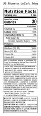 Lo-Carb Monster Energy can closeup highlights the 16 oz can and crisp finish.