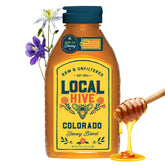Local Hive Colorado Honey bottle front with rich color for tea and baking