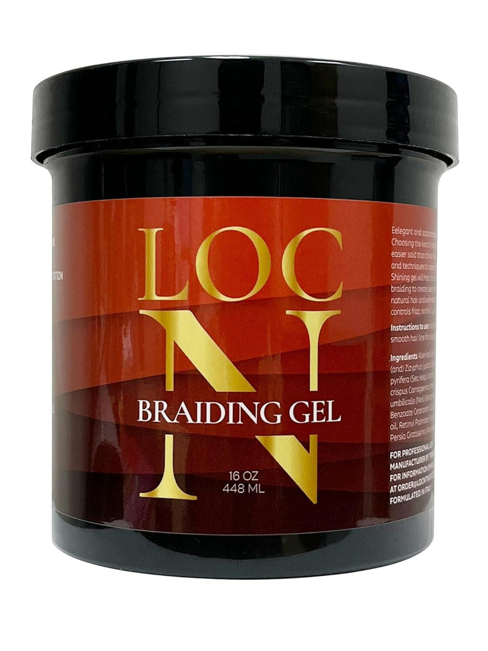 LOCN Braiding Gel 16oz bottle pour shows controlled application and firm hold for braids.