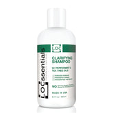 LOCssentials clarifying shampoo bottle with peppermint and tea tree oils for a refreshing cleanse.