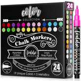 Loddie Doddie liquid chalk markers 24-pack brighten chalkboards with signs.