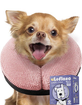 Loflaze dog cone valve closeup shows secure inflation for comfortable recovery.