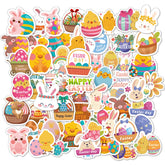 LOKFAR Easter stickers bunnies and eggs designs for colorful school crafts and gift packaging.