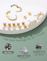 LOLIAS 14K gold-plated flatback studs add subtle sparkle for everyday stacks.